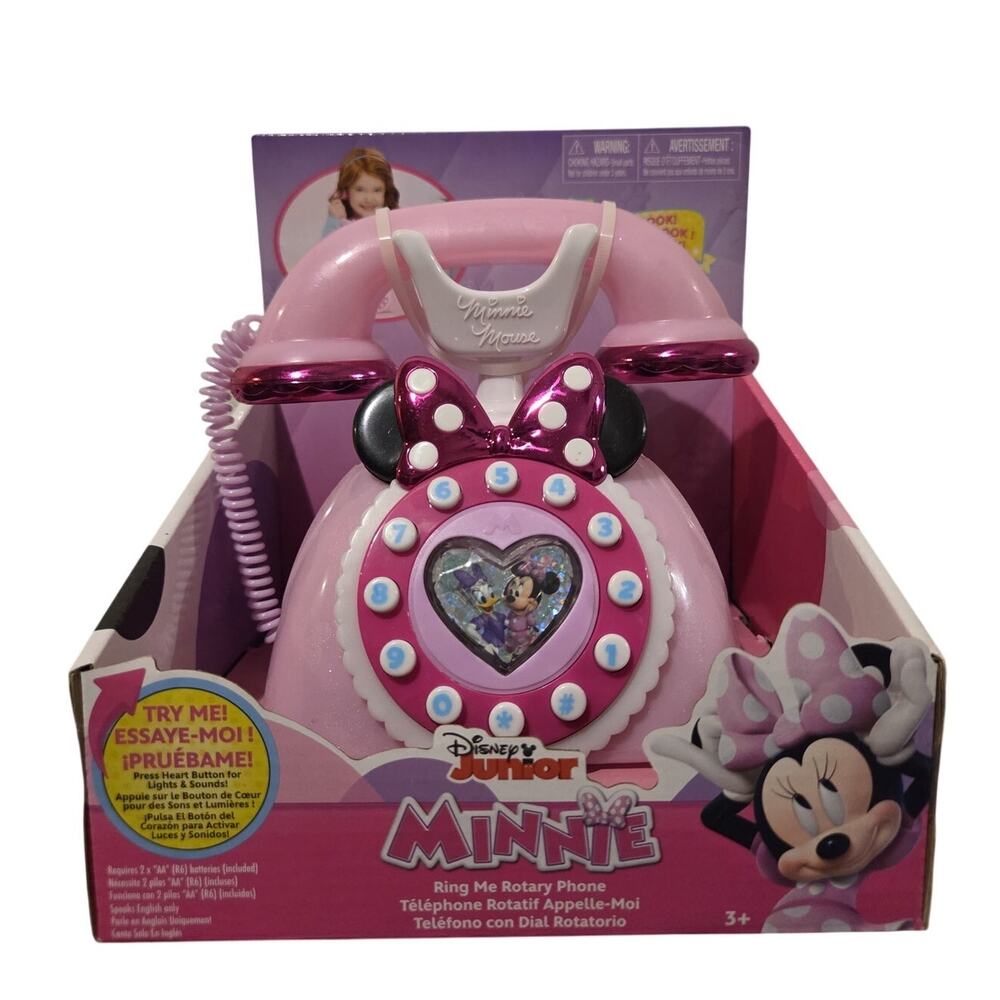 Disney Jr. Minnie Mouse Ring Me Rotary Style Phone with Lights and Sounds - New
